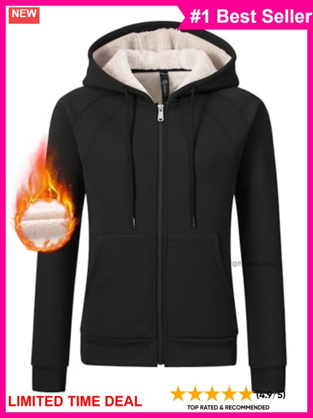 Fleece Zip Up Hoodie Sherpa Jacket Warm Winter Coat